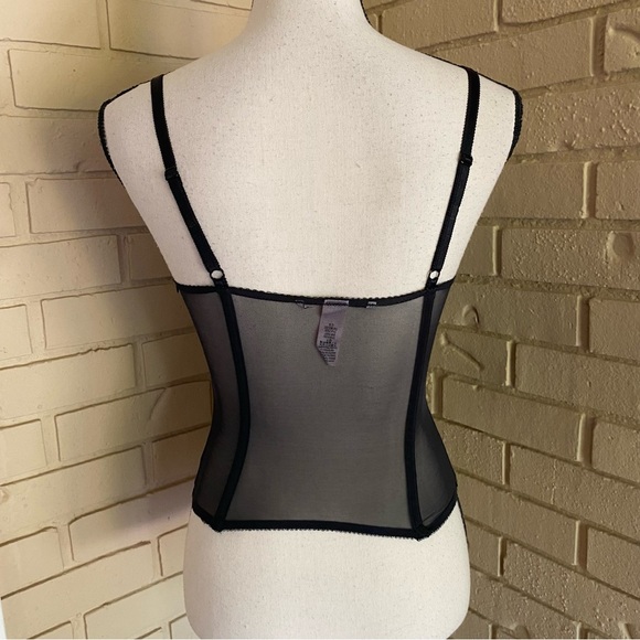 Victoria's Secret 34C Lace Corset Flower Black Bustier Lingerie Victorian Gothic - Picture 3 of 7